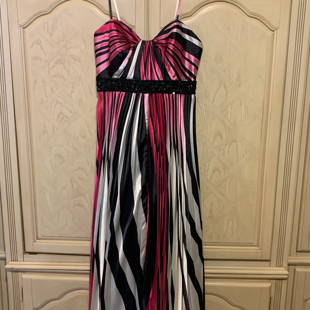 Pink, Black and White with Beaded Belt Dress
